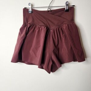 Aerie OFFLINE Cross Over Flowy Shorts Maroon Size Small